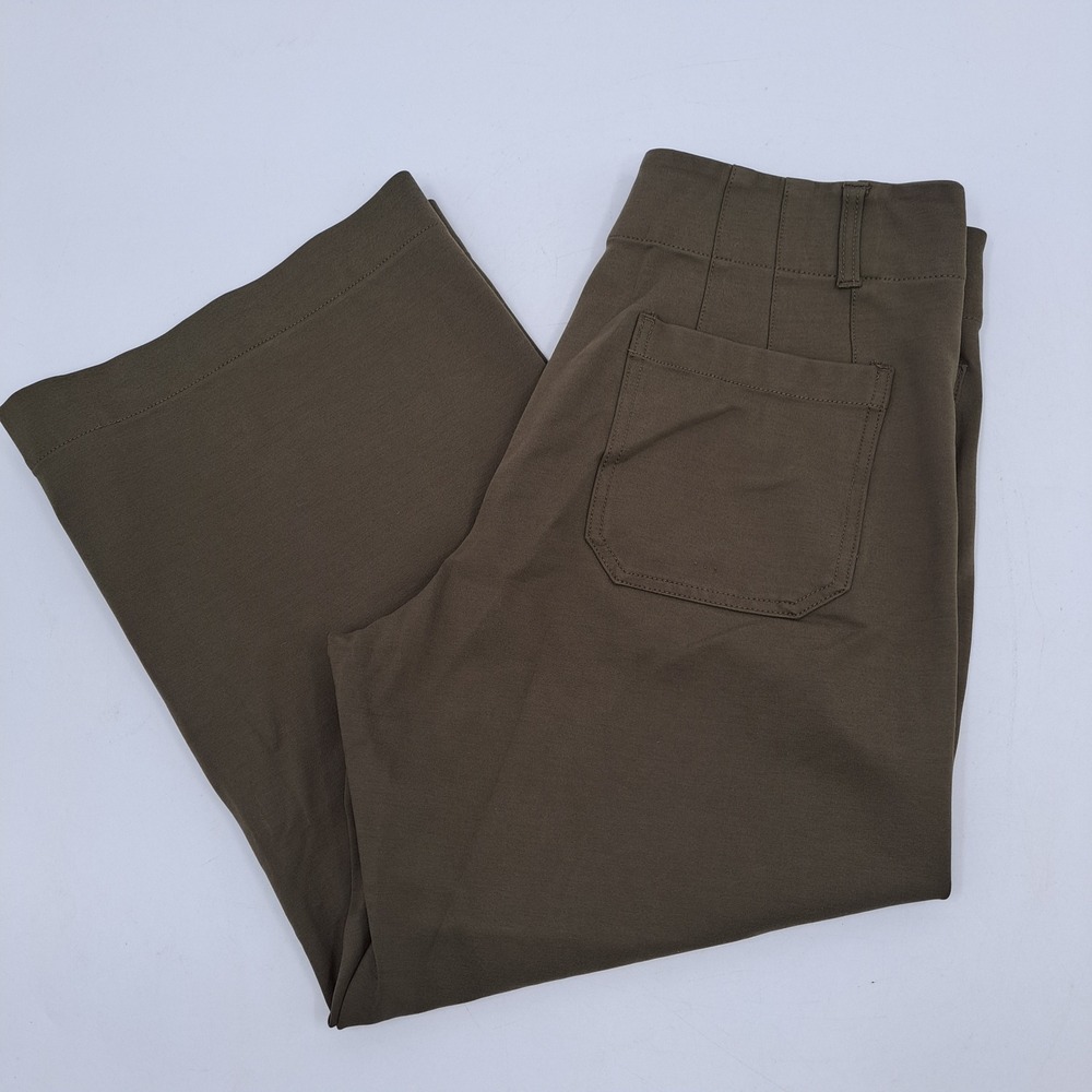 Maeve Anthropologie Colette Wide Leg Pants Women 32 Viscose Nylon Olive Green